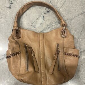 B. Makowsky Tan Soft Leather Women's Shoulder Bag